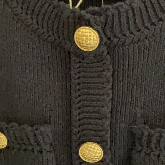 Caroline Constas Navy Knit Sleeveless Sweater Dress, Size S, Gold Buttons, NWT - Picture 5 of 11